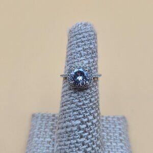 Size 5 Sterling Silver Cute Halo Cubic Zirconia Band Ring A5424